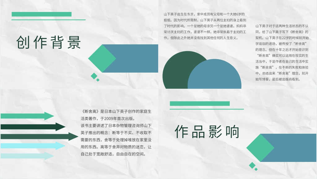 断舍离读书笔记PPT模板 断舍离读书笔记PPT模板