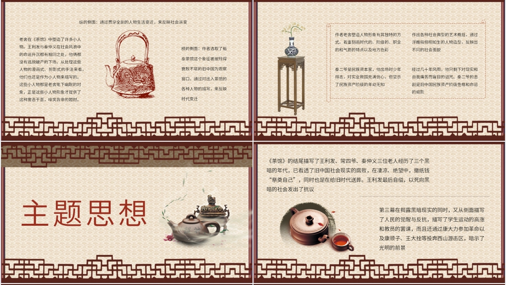 茶馆小说读书笔记PPT模板