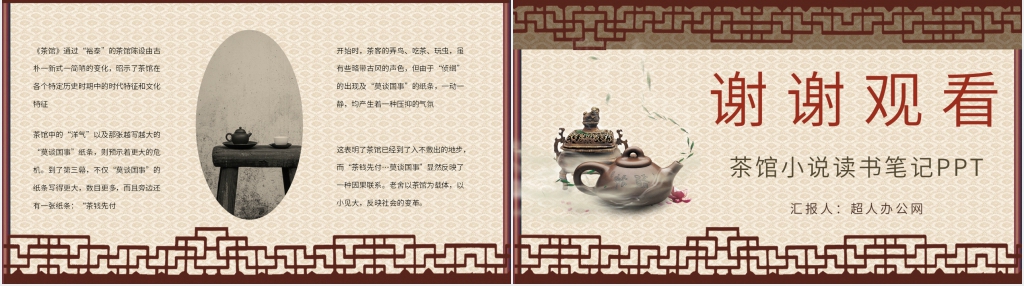 茶馆小说读书笔记PPT模板