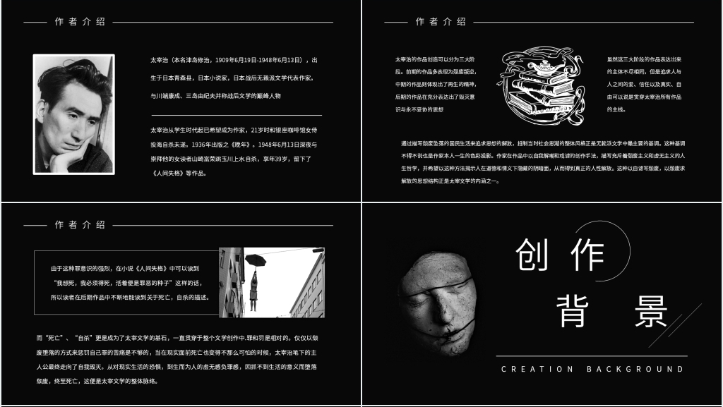 人间失格读书笔记PPT模板 人间失格读书笔记PPT模板