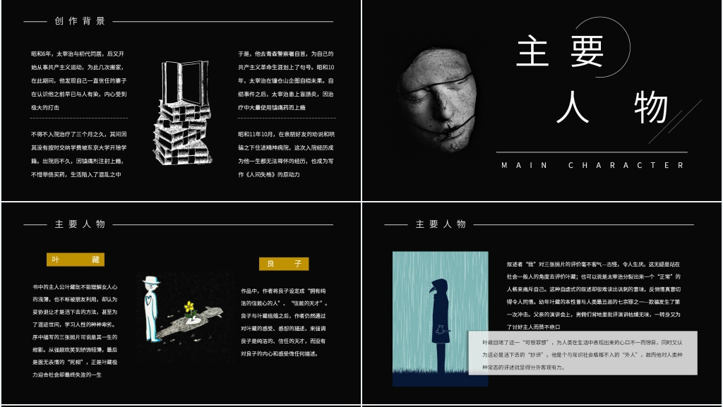 人间失格读书笔记PPT模板 人间失格读书笔记PPT模板
