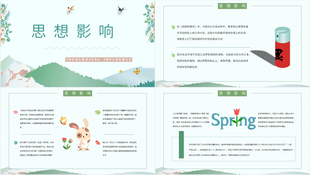 寂静的春天推荐阅读PPT模板 寂静的春天推荐阅读PPT模板