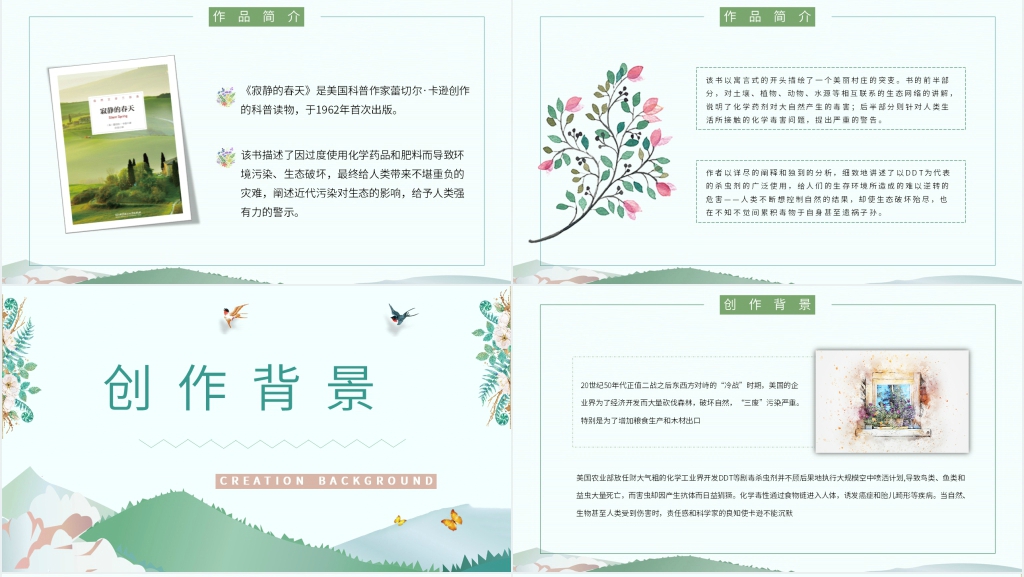 寂静的春天推荐阅读PPT模板 寂静的春天推荐阅读PPT模板