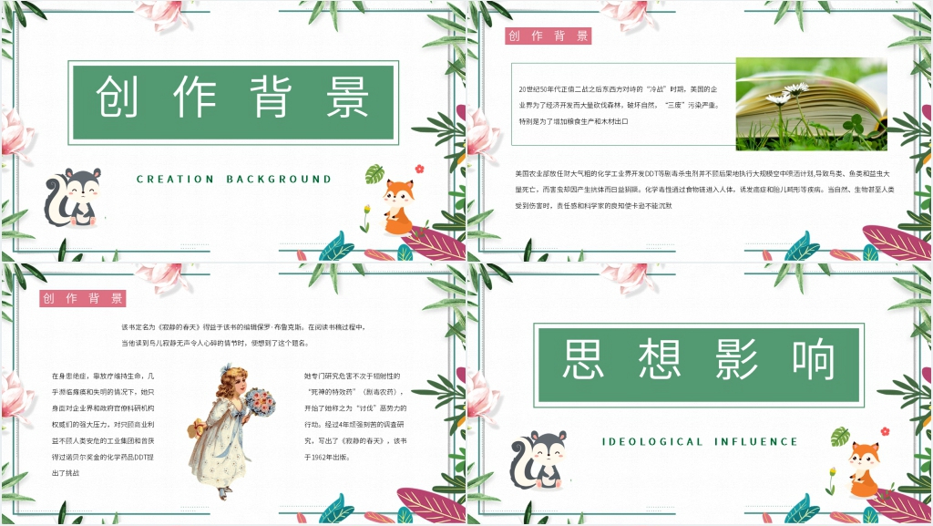 寂静的春天导读PPT模板 寂静的春天导读PPT模板