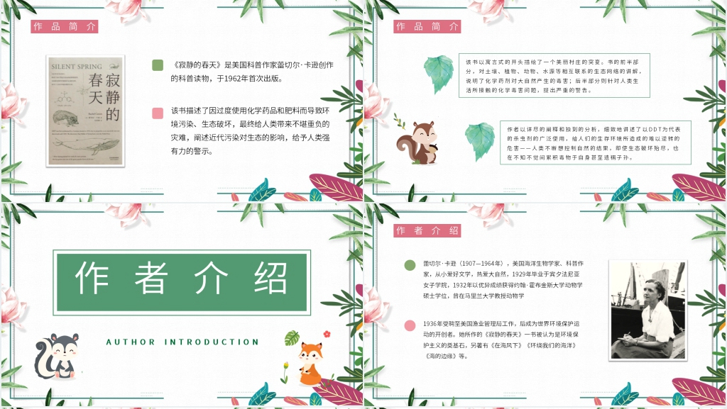 寂静的春天导读PPT模板 寂静的春天导读PPT模板