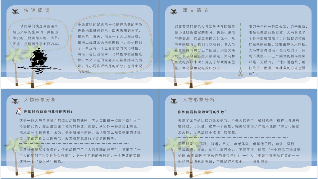 老人与海介绍PPT模板 老人与海介绍PPT模板