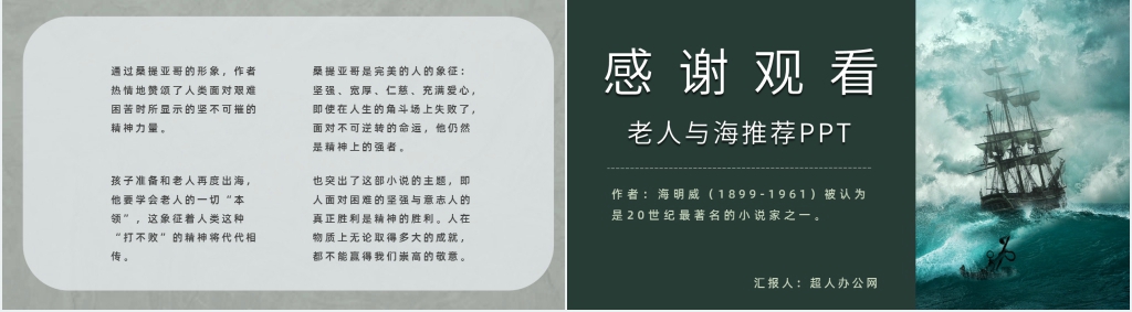 老人与海推荐PPT模板 老人与海推荐PPT模板