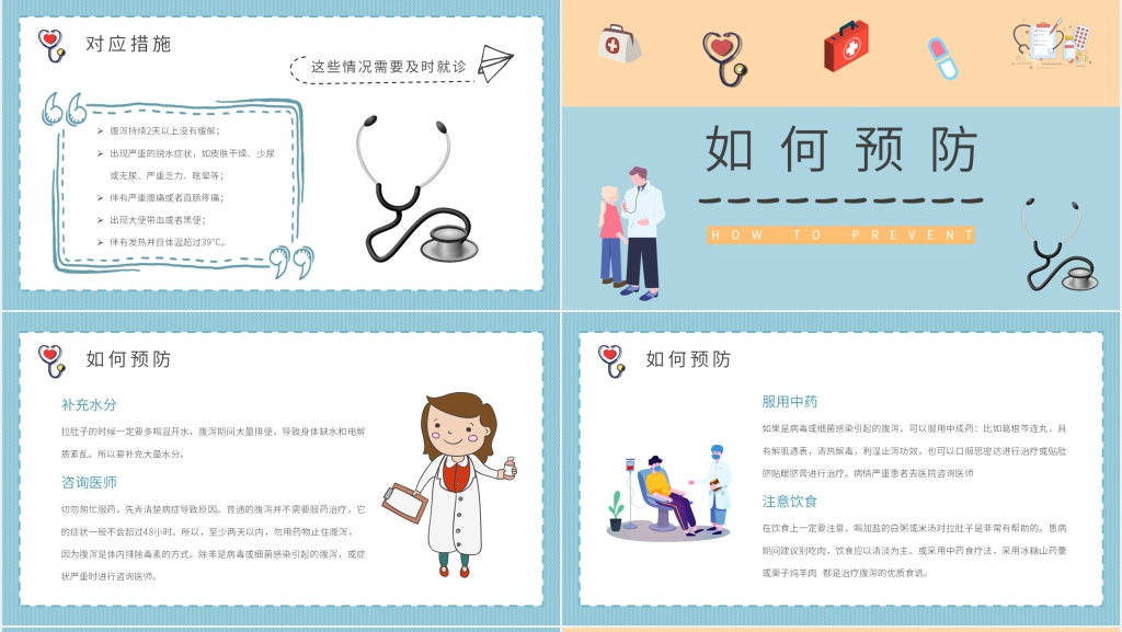 夏季防治腹泻PPT模板 夏季防治腹泻PPT模板