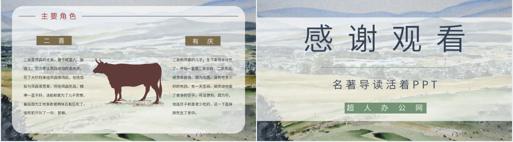 名著导读活着PPT模板 名著导读活着PPT模板