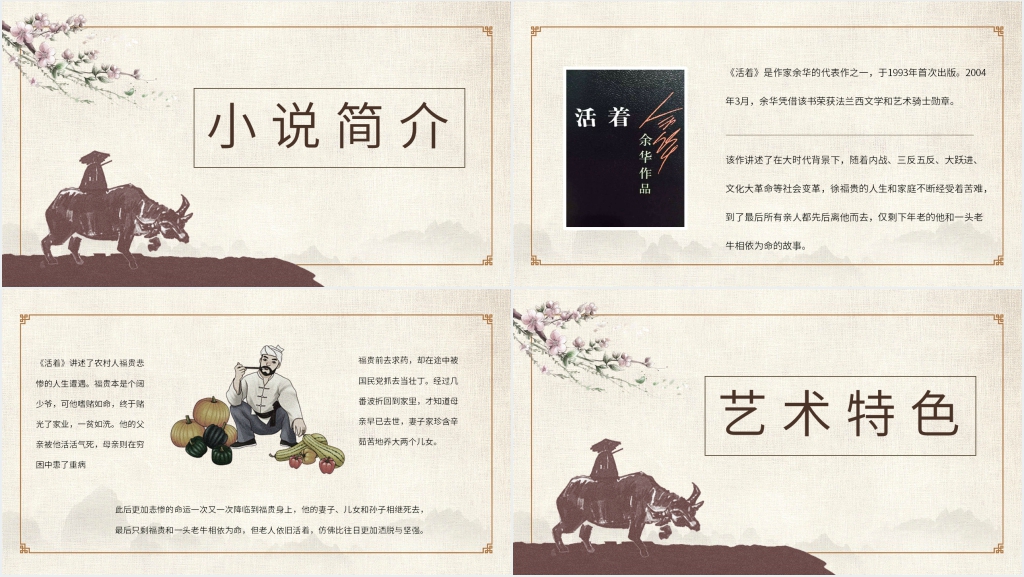 活着小说好书分享PPT模板