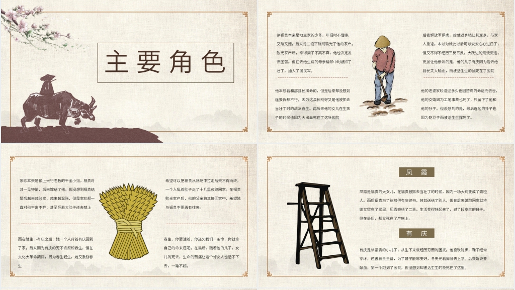 活着小说好书分享PPT模板