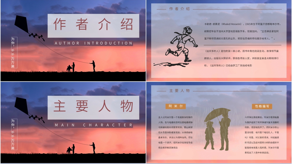 推荐追风筝的人PPT模板 推荐追风筝的人PPT模板