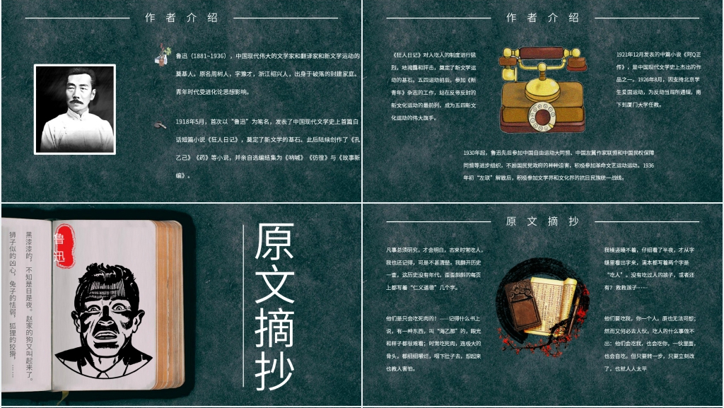 狂人日记名著阅读PPT模板 狂人日记名著阅读PPT模板