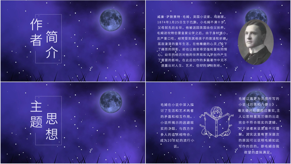 月亮与六便士读书分享PPT模板 月亮与六便士读书分享PPT模板