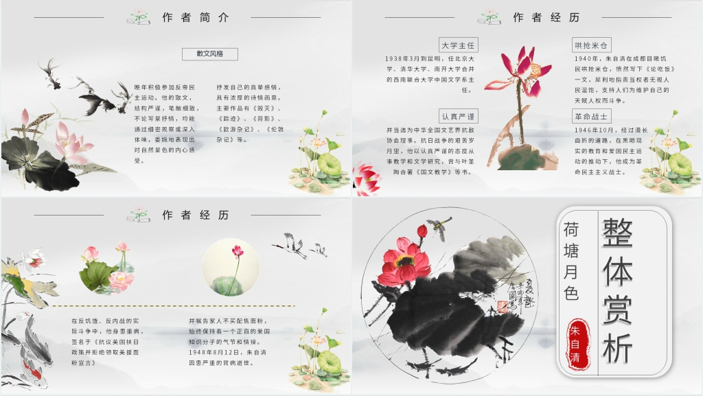 《荷塘月色》赏析PPT模板 《荷塘月色》赏析PPT模板