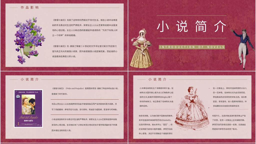 书籍傲慢与偏见PPT模板 书籍傲慢与偏见PPT模板