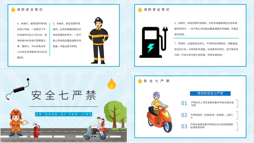 电瓶车消防安全宣传PPT模板