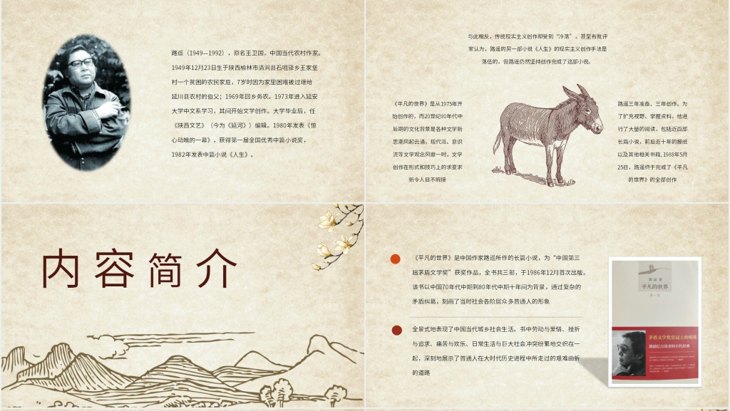 介绍平凡的世界PPT模板 介绍平凡的世界PPT模板