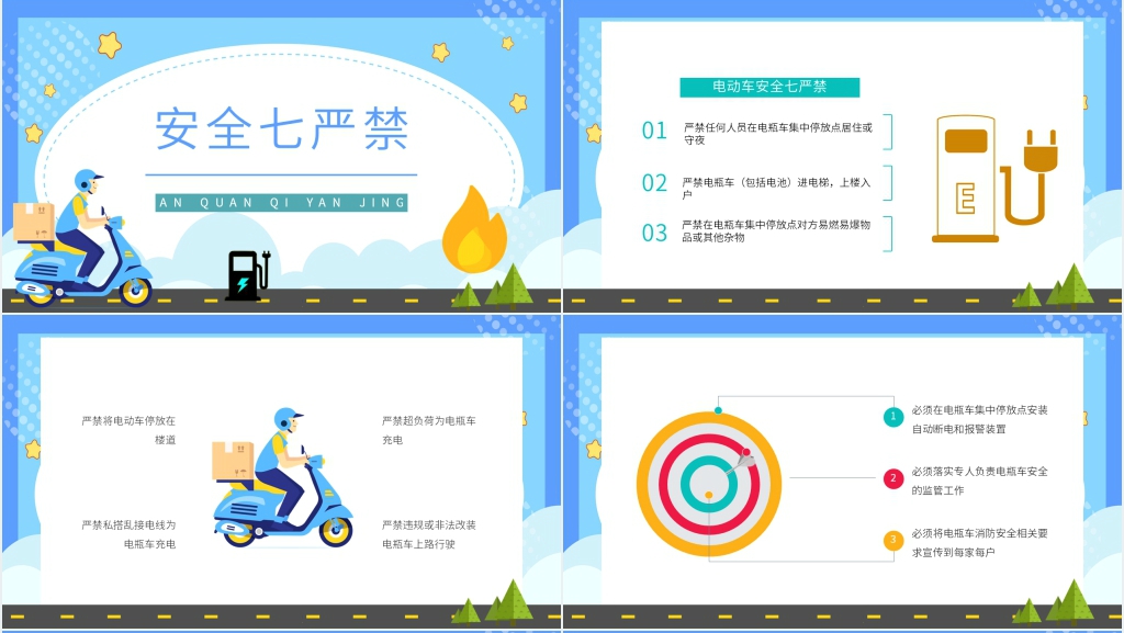 防范电动自行车火灾宣传PPT模板