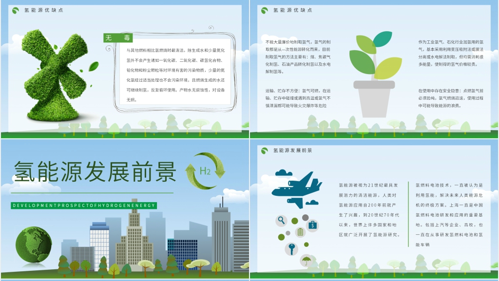 氢能源优点缺点PPT模板 氢能源优点缺点PPT模板