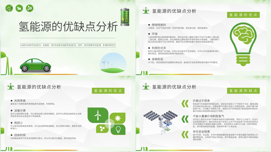 氢能源车辆现状研究PPT模板