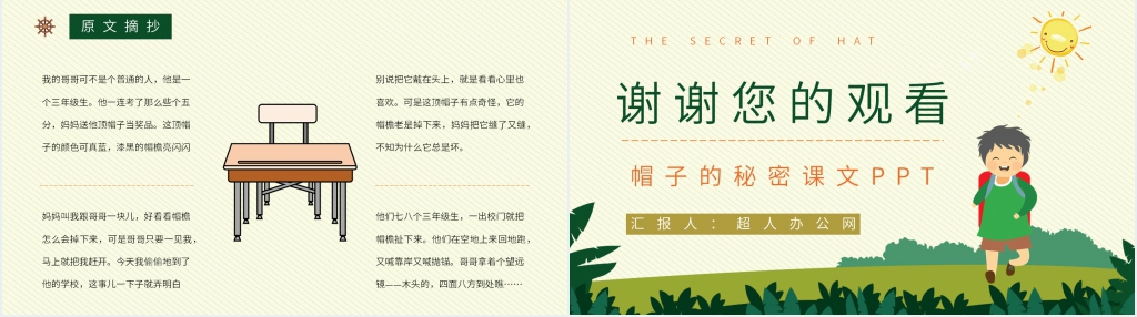 帽子的秘密课文PPT模板 帽子的秘密课文PPT模板