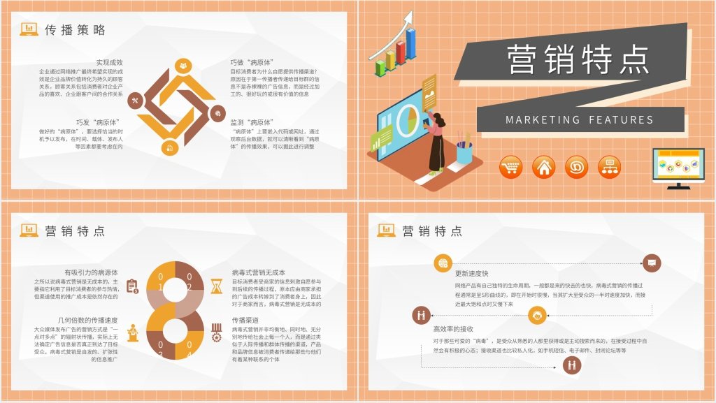 简洁分析病毒式营销PPT模板 简洁分析病毒式营销PPT模板
