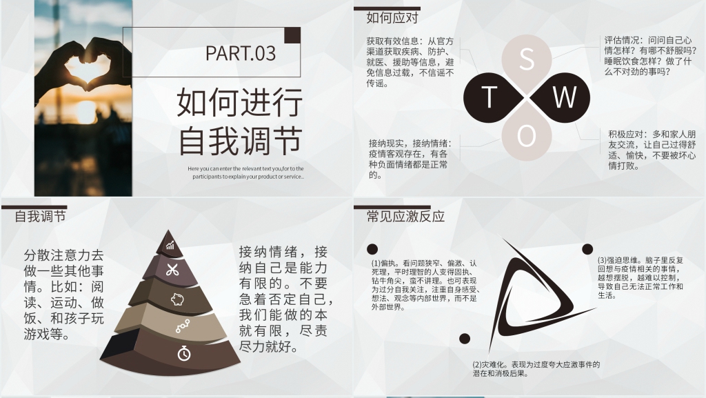 简洁疫情防控心理疏导情绪心得PPT模板