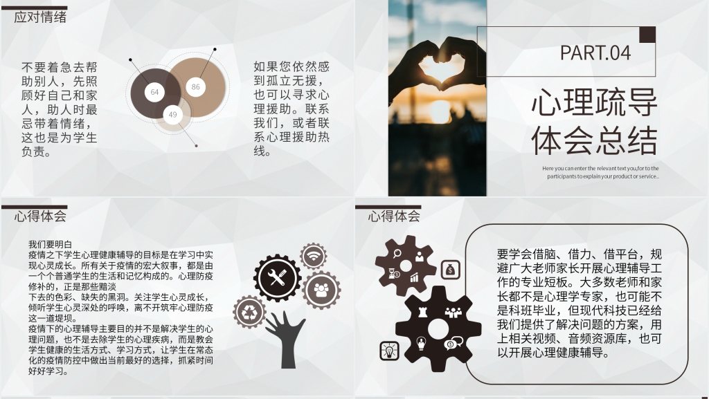 简洁疫情防控心理疏导情绪心得PPT模板