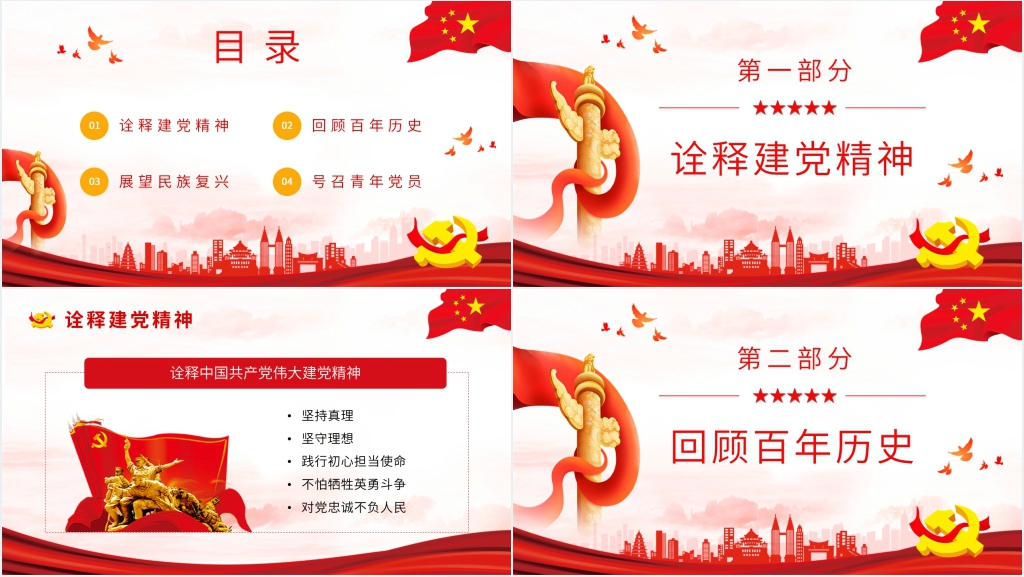 建党一百周年大会精神PPT党课 建党一百周年大会精神PPT党课