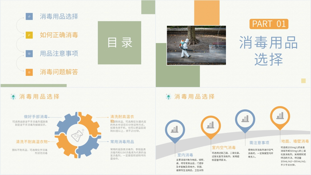 简洁疫情防控消毒消杀PPT模板 简洁疫情防控消毒消杀PPT模板