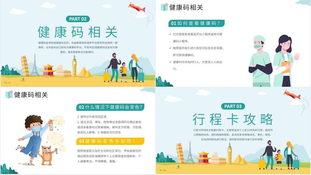 小清新疫情防控安全出行PPT模板 小清新疫情防控安全出行PPT模板