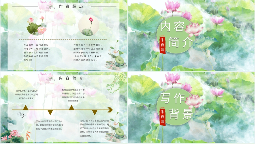 《荷塘月色》背景PPT模板 《荷塘月色》背景PPT模板