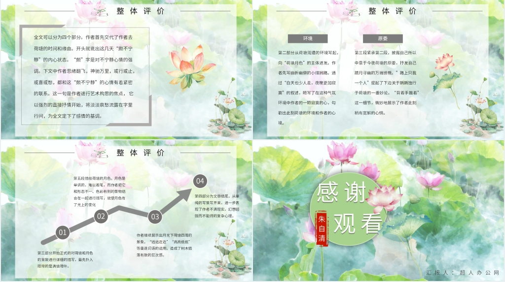 《荷塘月色》背景PPT模板 《荷塘月色》背景PPT模板