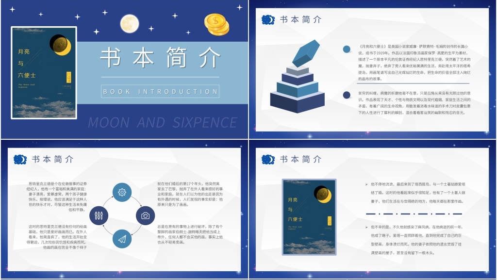 月亮与六便士介绍PPT模板 月亮与六便士介绍PPT模板