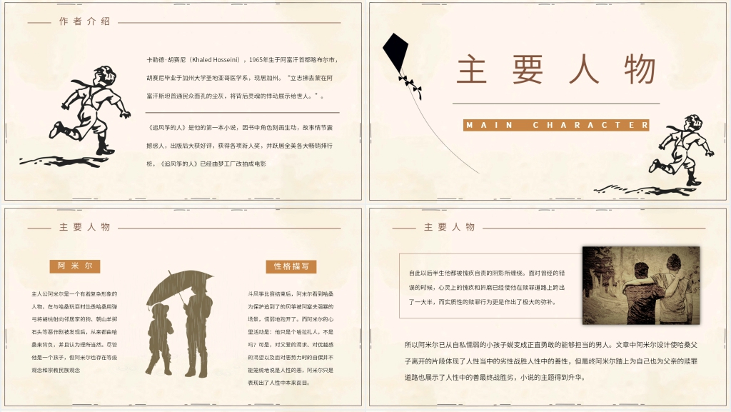 分享小说追风筝的人PPT模板 分享小说追风筝的人PPT模板