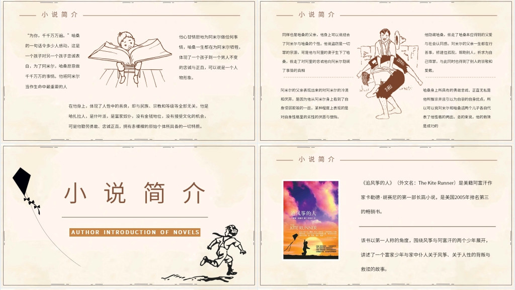 分享小说追风筝的人PPT模板 分享小说追风筝的人PPT模板