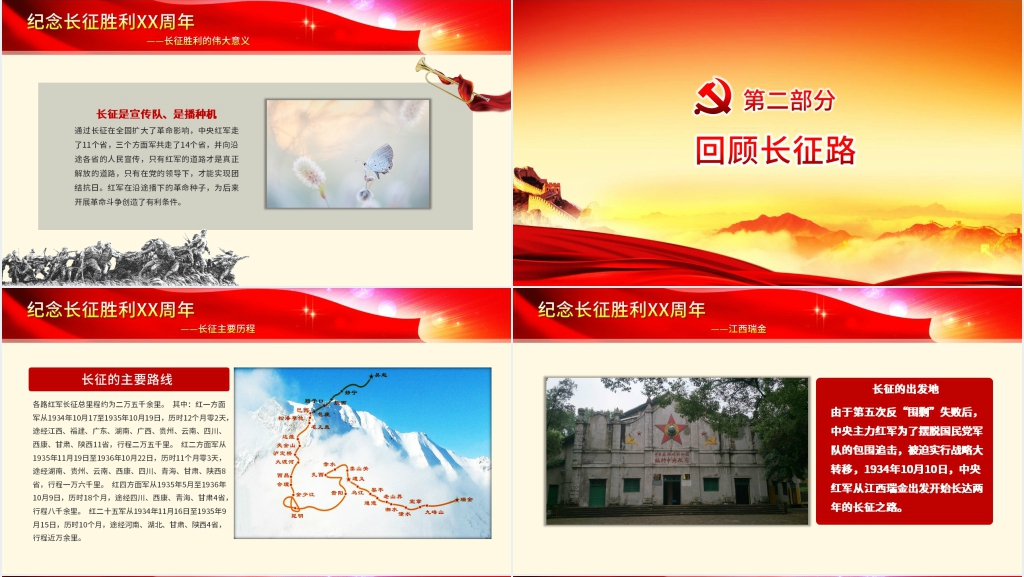 不忘初心纪念长征胜利PPT模板 不忘初心纪念长征胜利PPT模板