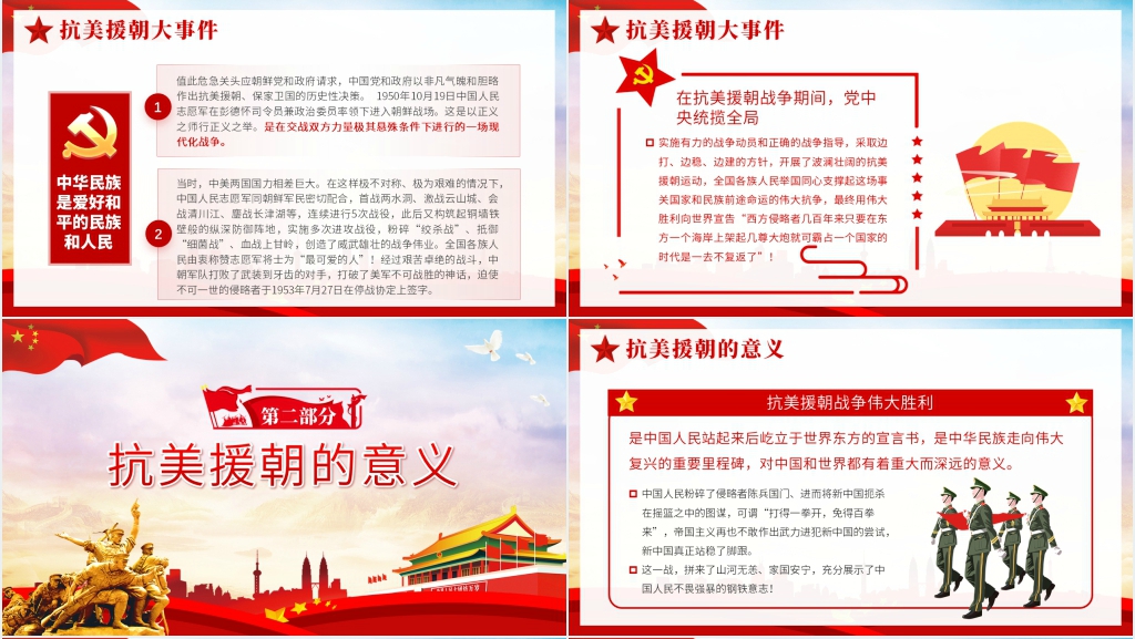 抗美援朝纪念日主题PPT党课 抗美援朝纪念日主题PPT党课