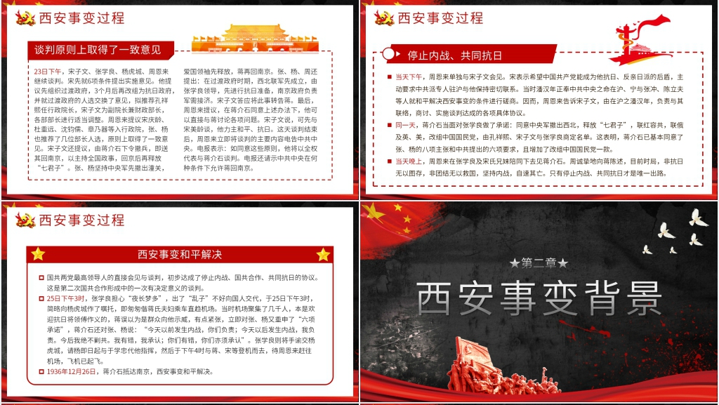 纪念西安事变历史转折PPT模板 纪念西安事变历史转折PPT模板