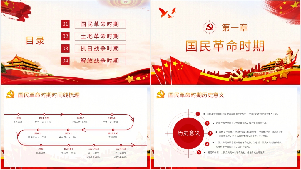 中国百年党史时间线梳理PPT党课 中国百年党史时间线梳理PPT党课