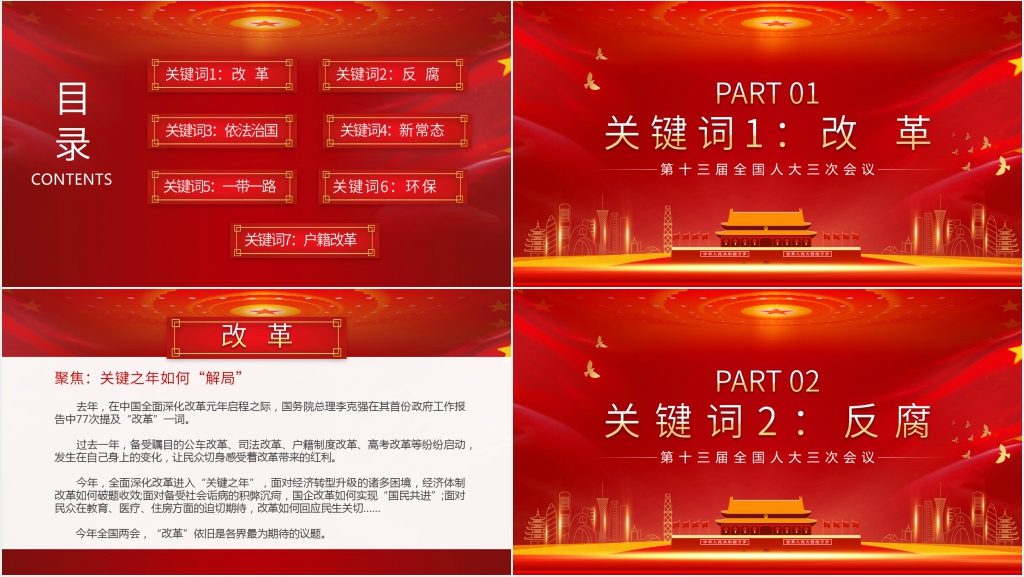 第十三届全国人大三次会议热点解读PPT党课