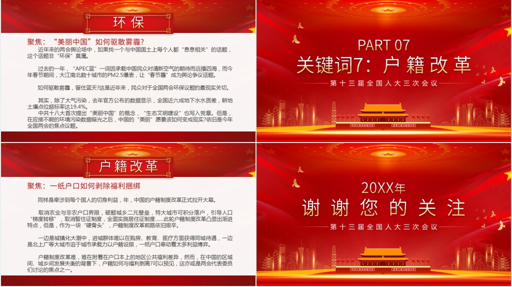 第十三届全国人大三次会议热点解读PPT党课