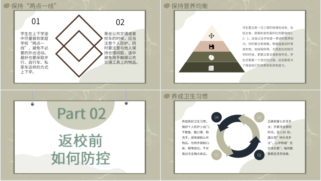 简洁学校返校复课防疫PPT模板