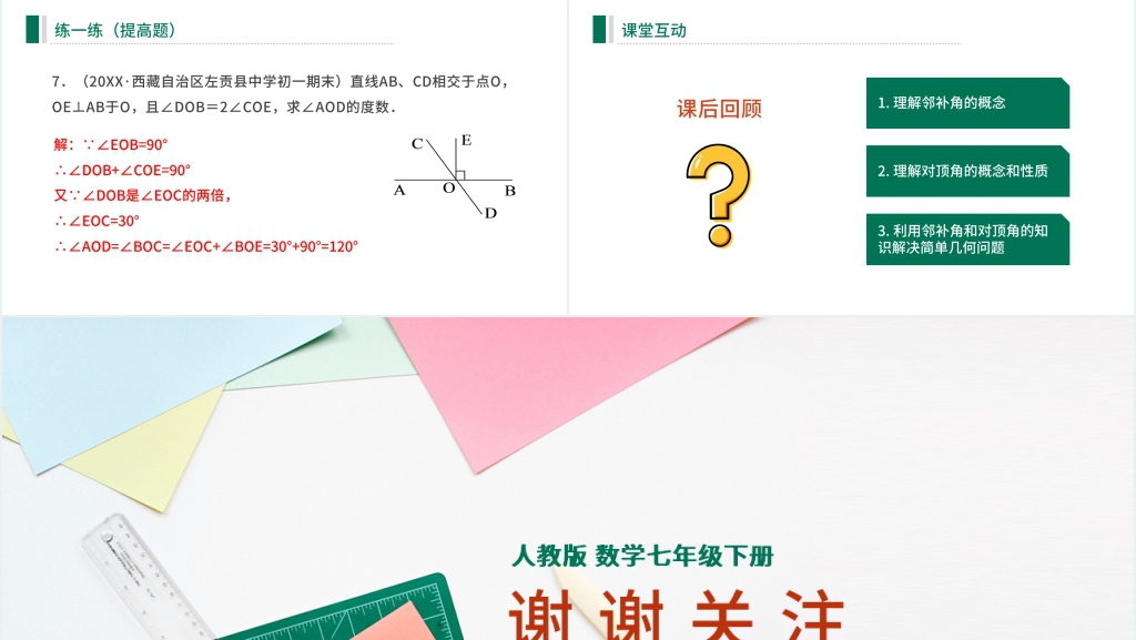 人教版数学七年级下册第五章相交线与平行线PPT课件 人教版数学七年级下册第五章相交线与平行线PPT课件