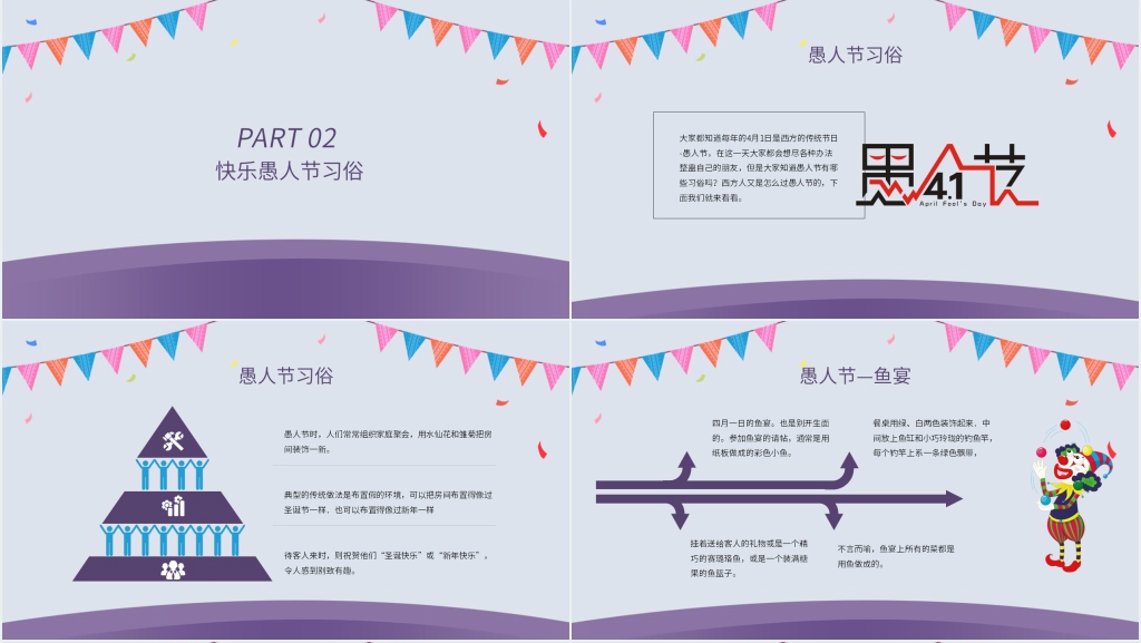 愚人节的由来和习俗儿童PPT模板 愚人节的由来和习俗儿童PPT模板