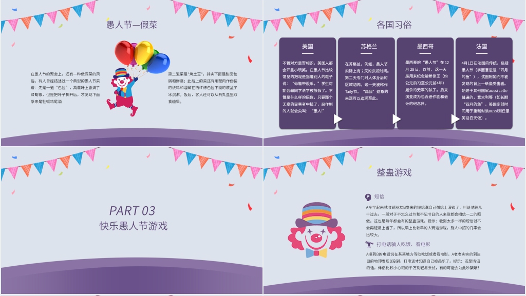愚人节的由来和习俗儿童PPT模板 愚人节的由来和习俗儿童PPT模板
