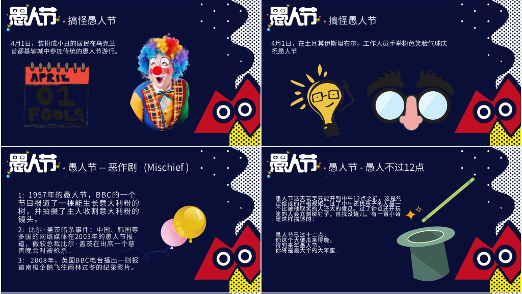 美国愚人节的来历和意义PPT模板 美国愚人节的来历和意义PPT模板
