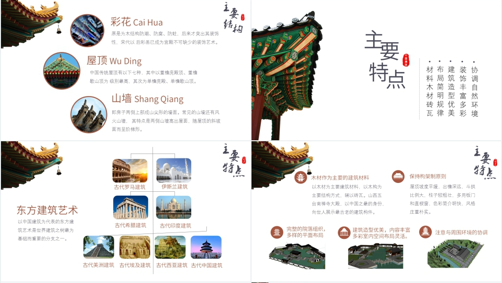 中国古代建筑文化特点PPT模板 中国古代建筑文化特点PPT模板