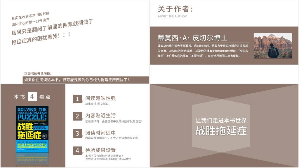 战胜拖延症阅读笔记PPT形式模板 战胜拖延症阅读笔记PPT形式模板